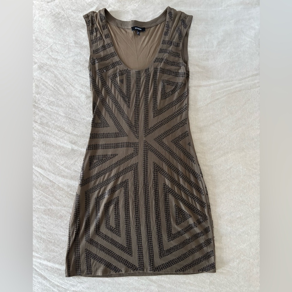 Express olive green sequin mini dress